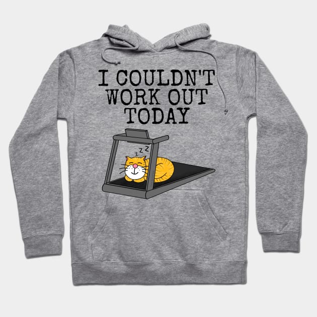 Cat Treadmill, I Couldn't Work Out Today, Fitness Funny Hoodie by doodlerob